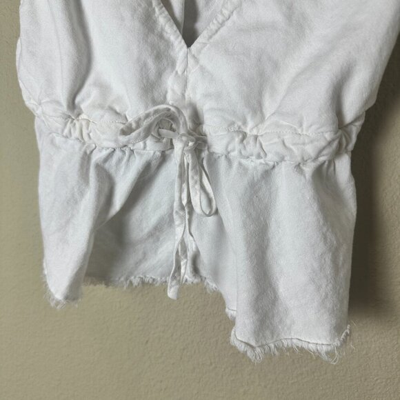 BRANDY MELVILLE John Galt Linen Cropped Top One Size White/Cream - Picture 3 of 7